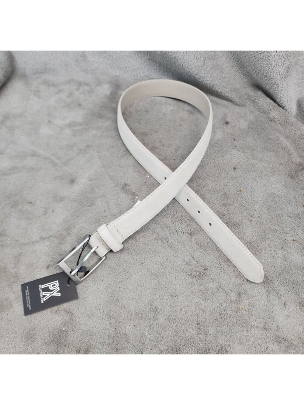 PX Belt Mens 30 Beige Leather Silver Tone Buckle  *NWT*